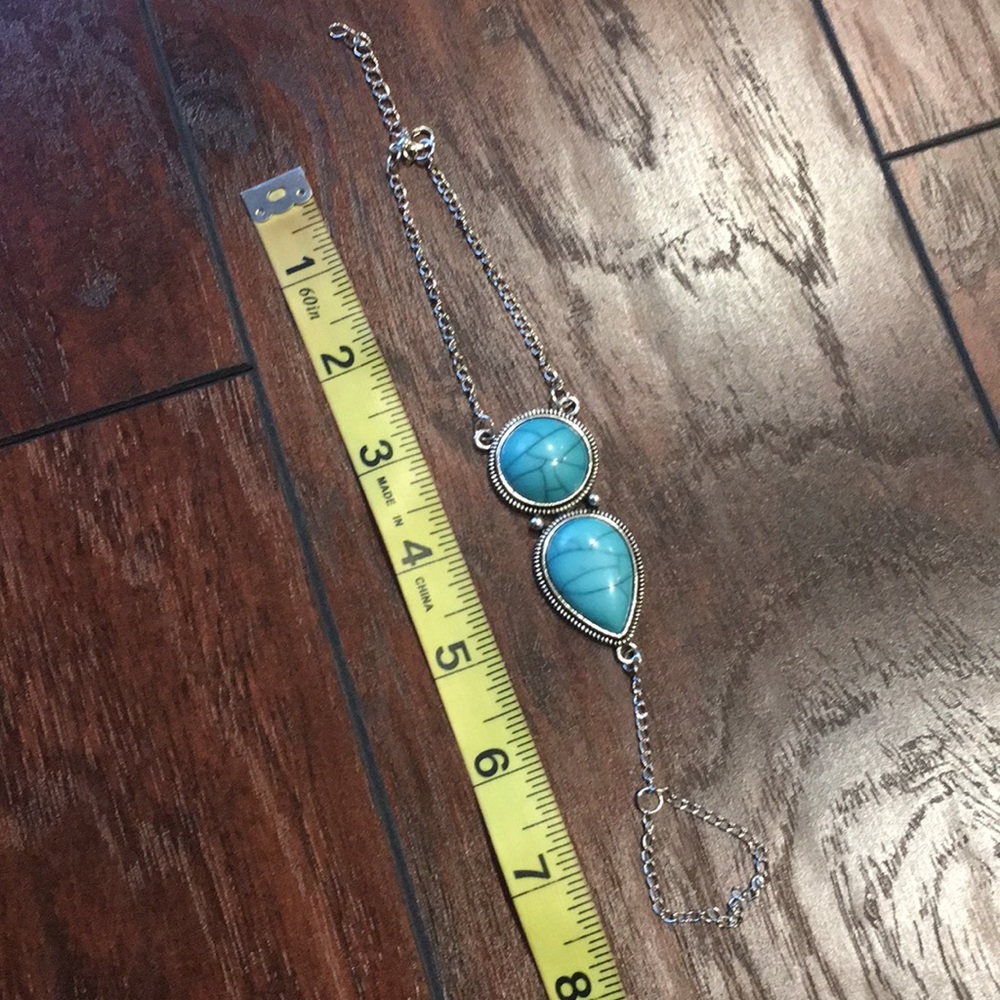 Boho Blue Stone Bracelet Finger Chain jewelry - Picture 3 of 7